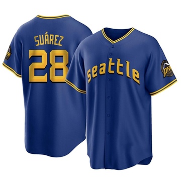 Women's Eugenio Suarez Seattle Mariners Replica Black Holographic Alternate  Jersey