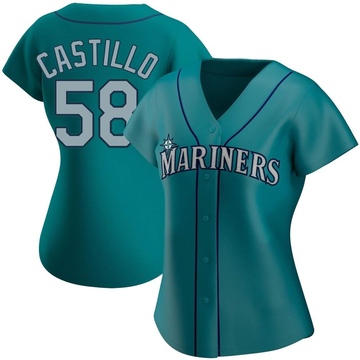 SEATTLE MARINERS- LUIS CASTILLO AUTOGRAPH AQUA REPLICA NIKE JERSEY JSA  AI81931